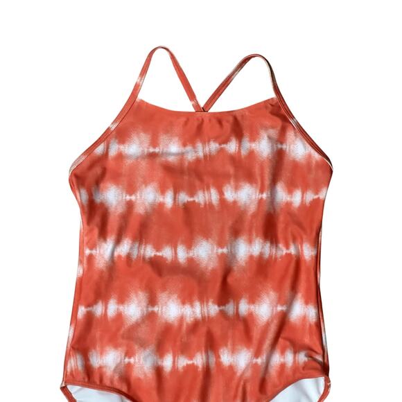 Melrose And Market Tie-Dye One-Piece Swimsuit Soft Orange White Girls 12 NWOT - Picture 2 of 7